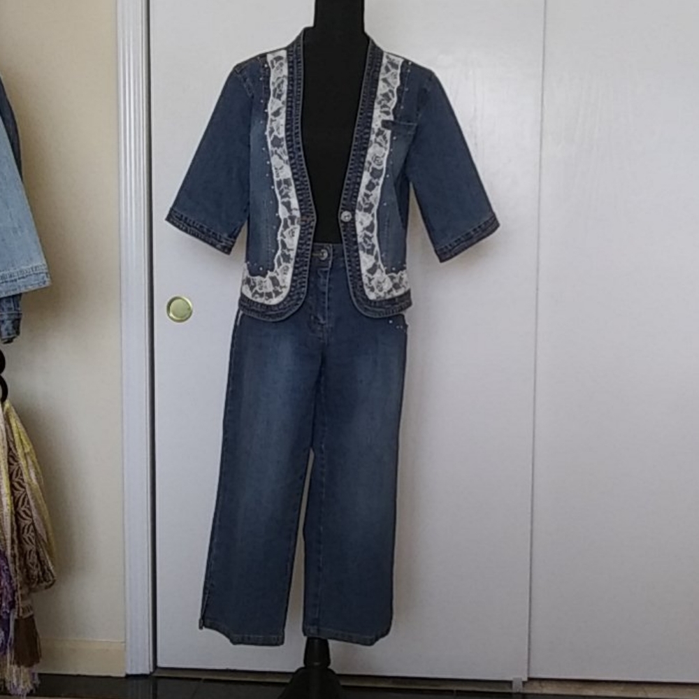 💙Denim d Gree Jacket & Crop Pants S- 12
